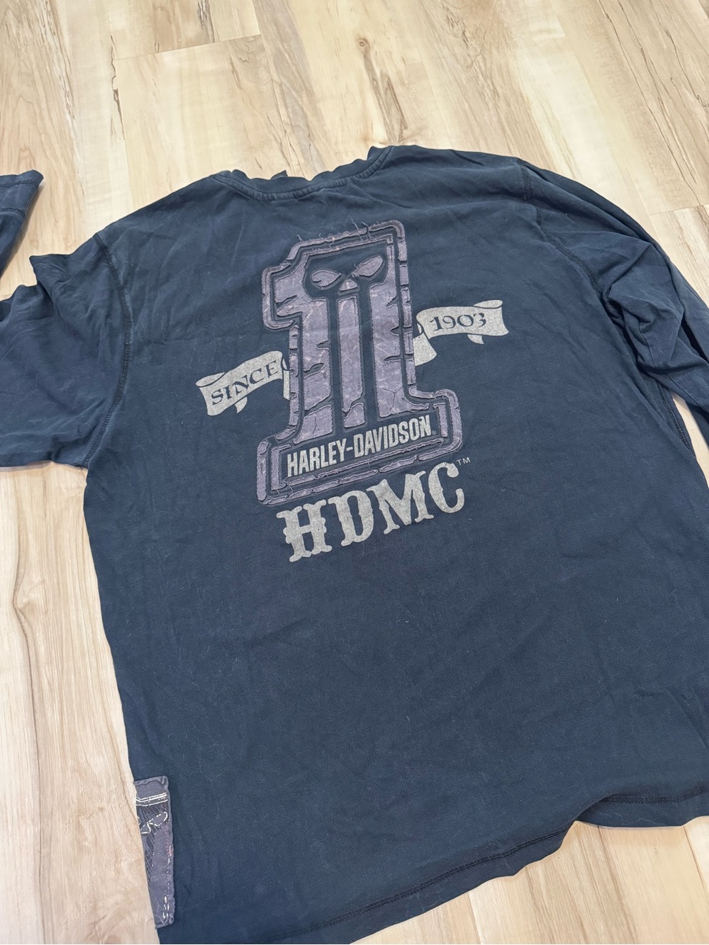 Harley-Davidson HDMC Black Long Sleeve T-Shirt Mens XL Distressed Graphic Tee